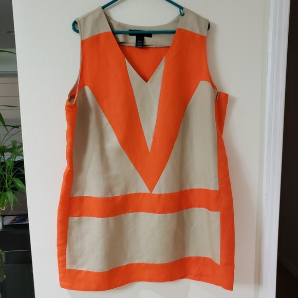 Ashley Stewart Dresses & Skirts - Ashley Stewart Orange and Khaki linen dress